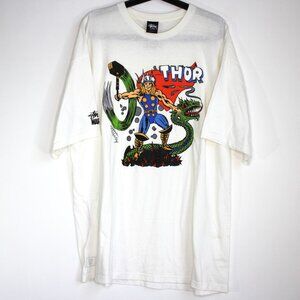 Stussy x Marvel Mens XL Thor Cartoon T-Shirt RARE Q1110
